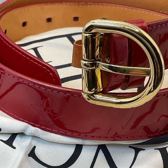 Louis Vuitton Red Monogram Vernis Belt